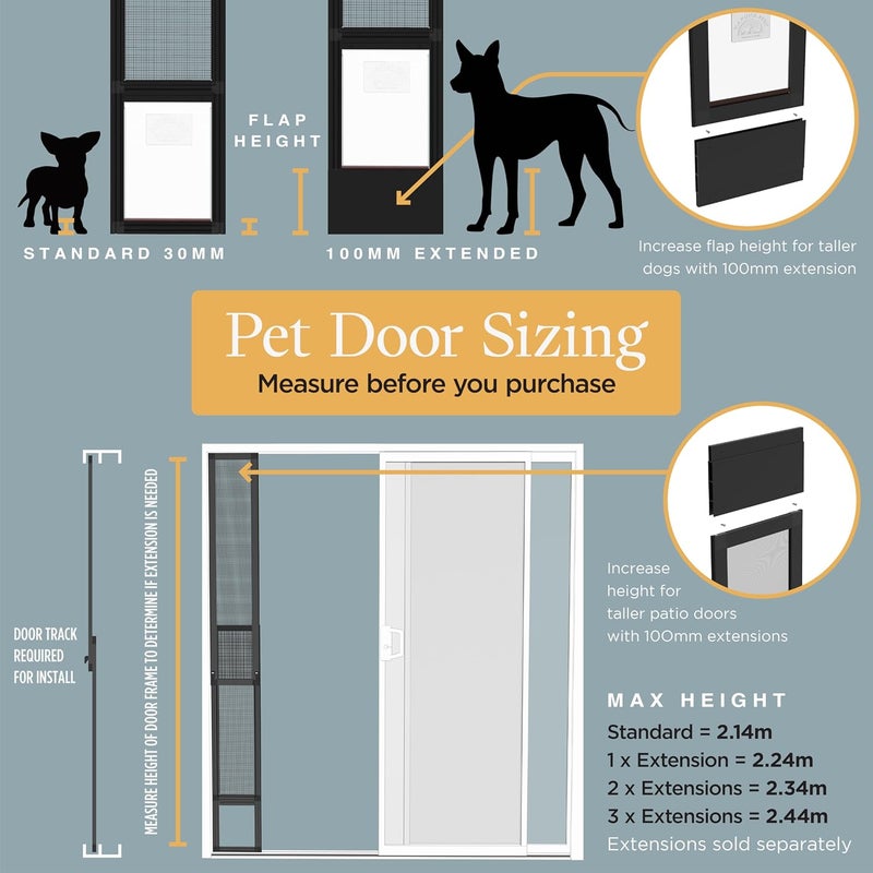 Hakuna V2 Patio Pet Door Screen Insert Panel for Sliding Doors, Fits Door Track Min Ht 59.05" to Max Ht 84.25",UV Resistant Mesh, Locking Magnetic Dog Door, Easy Install and Removal,Medium,White - Image 1